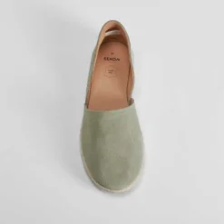 Online Alpargata de yute y piel verde Mujer Alpargatas