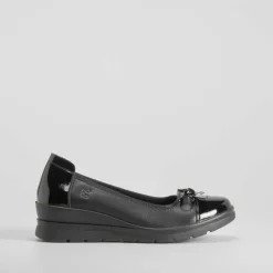 Hot Bailarina cuña charol negra Mujer Zapatos Confort|Bailarinas