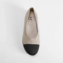 Sale Bailarina knit beige y negra Mujer Zapatos Confort|Bailarinas