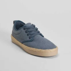 Hot Blucher de lona y yute azul marino Hombre Zapatillas Lona