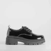 Online Blucher negro de charol con cordones Mujer Zapatos Tacón|Bluchers