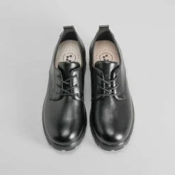 Blucher negro tacón dentado Mujer Zapatos Confort|Bluchers