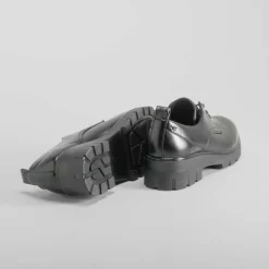 Blucher negro tacón dentado Mujer Zapatos Confort|Bluchers