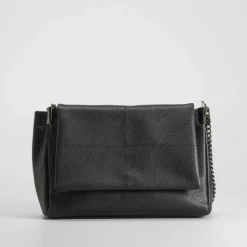 Hot Bolso bandolera solapa pestuntes negro Bolsos Y Carteras