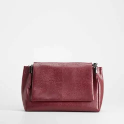 Sale Bolso bandolera solapa pespuntes burdeos Bolsos Y Carteras