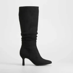 Best Bota alta tacón arrugada negra PICCOLA PIU Mujer Botas Tacón