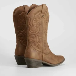 Clearance Bota campera alta tacón Mujer Botas Tacón