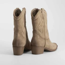 Bota tacón campera beige Mujer Botines Tacón