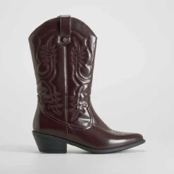 Outlet Bota tacón campera burdeos Mujer Botas Tacón