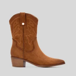 Best Bota tacón campera camel Mujer Botines Tacón