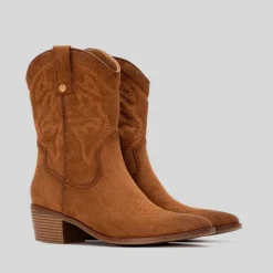 Best Bota tacón campera camel Mujer Botines Tacón