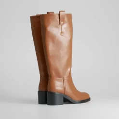 Online Bota tacón campera marrón Mujer Botas Tacón