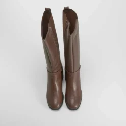 New Bota tacón medio marrón Mujer Botas Tacón