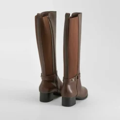 New Bota tacón medio marrón Mujer Botas Tacón