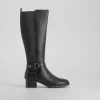 Clearance Bota tacón medio negro Mujer Botas Tacón