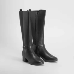 Clearance Bota tacón medio negro Mujer Botas Tacón