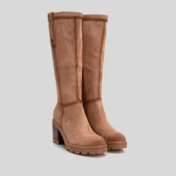 Online Bota tacón taupe Mujer Botas Tacón