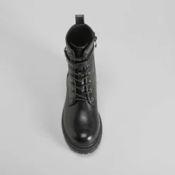 Clearance Botín acordonado negro PICCOLA PIU Mujer Botines Planos