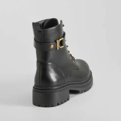 Clearance Botín acordonado negro PICCOLA PIU Mujer Botines Planos