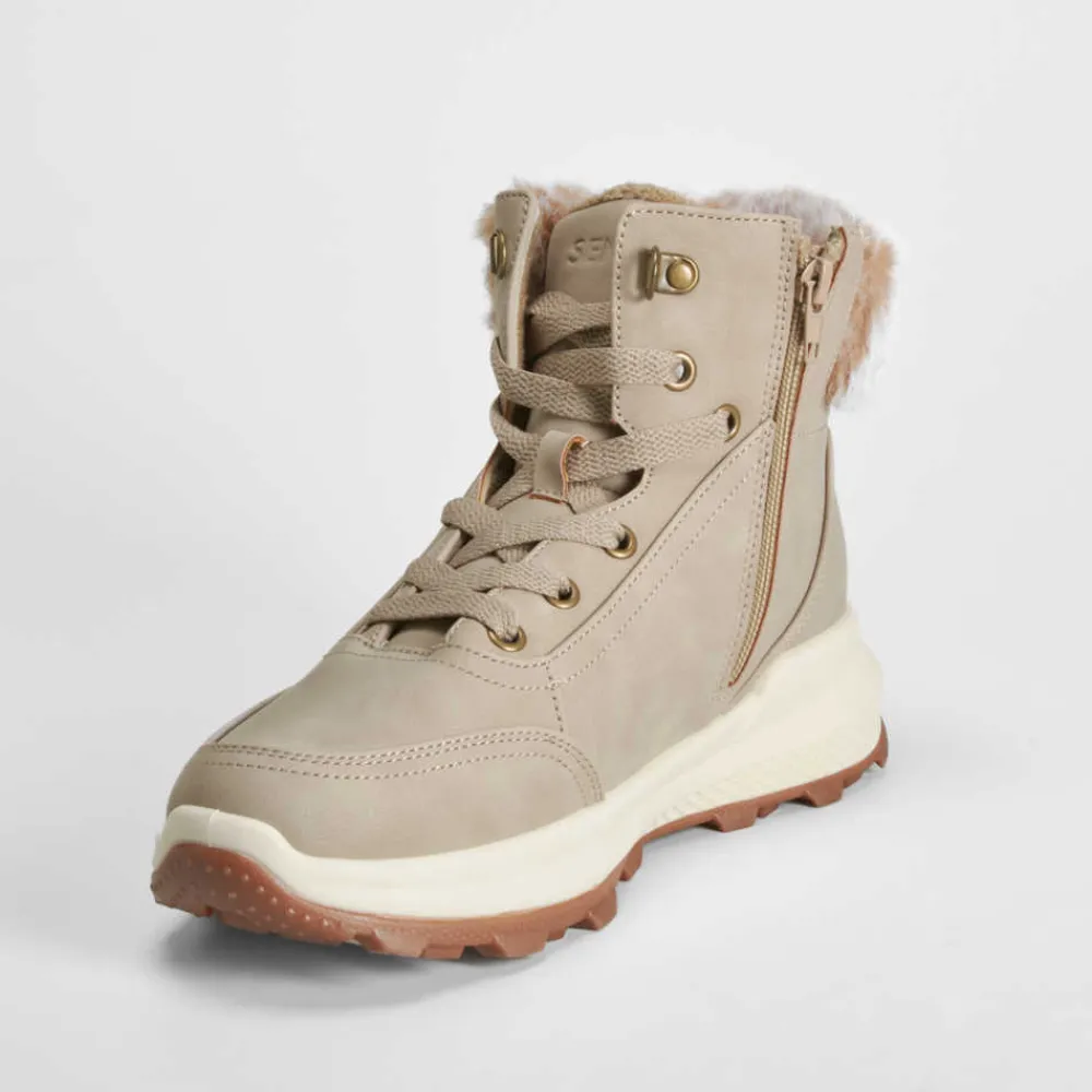 Hot Botín adeportivado cordón beige Mujer Botines Planos