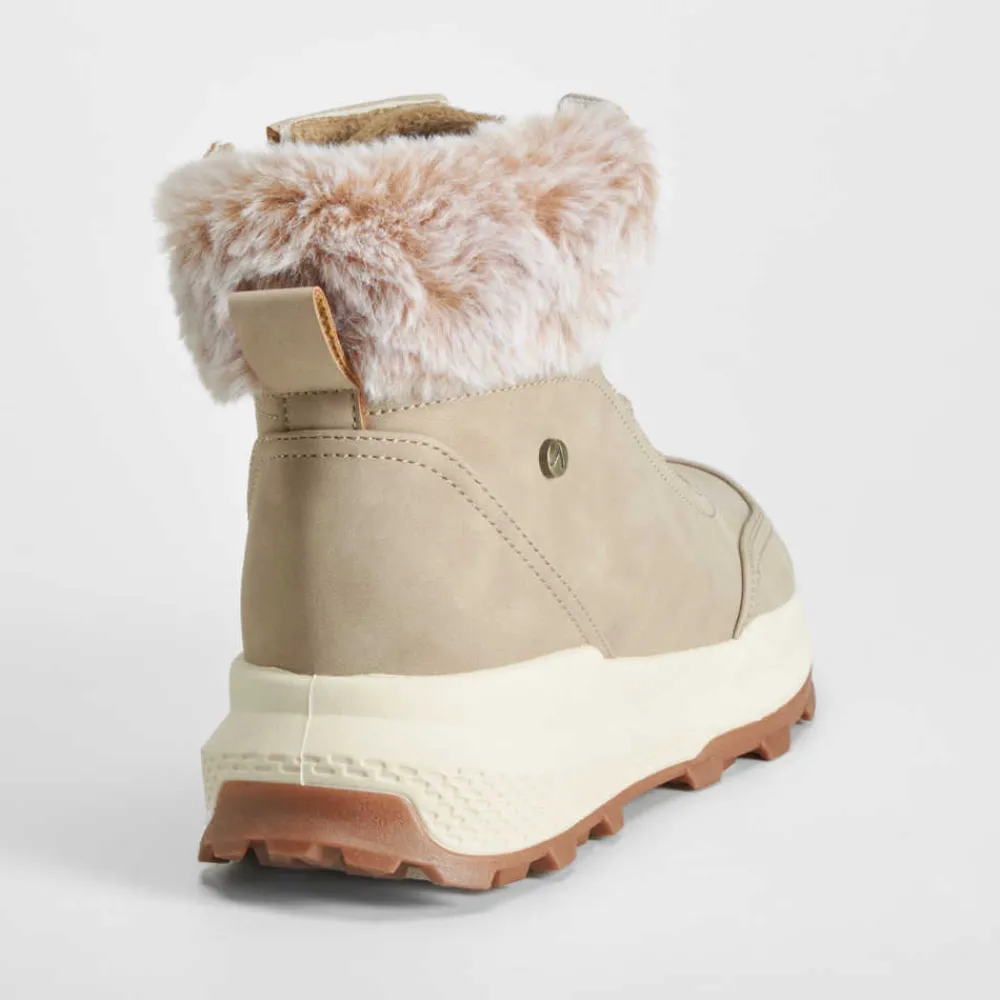 Hot Botín adeportivado cordón beige Mujer Botines Planos