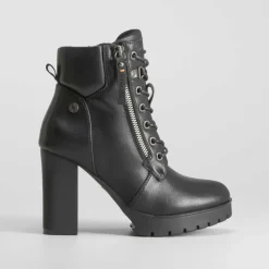 Clearance Botín alto polipiel con cordones Mujer Botines Tacón