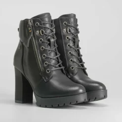 Clearance Botín alto polipiel con cordones Mujer Botines Tacón