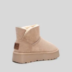 Botín australiano plataforma beige Mujer Botines Planos