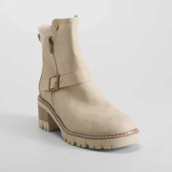 Sale Botín biker beige Mujer Botines Tacón