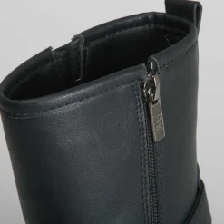 Hot Botín biker con hebilla negro Mujer Botines Planos