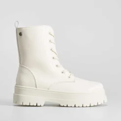 Clearance Botín blanco militar Mujer Botines Planos