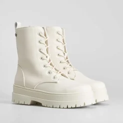 Clearance Botín blanco militar Mujer Botines Planos