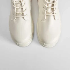 Clearance Botín blanco militar Mujer Botines Planos