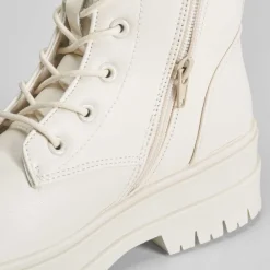 Clearance Botín blanco militar Mujer Botines Planos