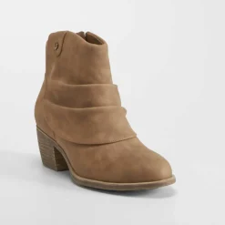Clearance Botín campero pala plisada marrón Mujer Botines Tacón