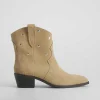 New Botín campero piel beige Mujer Botines Tacón