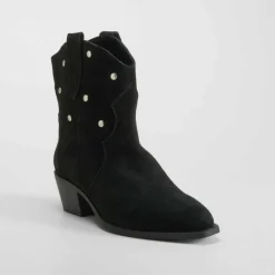 Discount Botín campero piel negro Mujer Botines Tacón