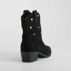 Discount Botín campero piel negro Mujer Botines Tacón
