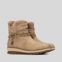 New Botín casual pelo beige Mujer Botines Planos
