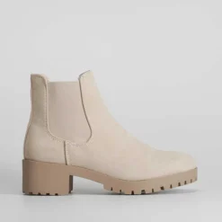 Clearance Botín chelsea basic track beige Mujer Botines Tacón|Botines Planos