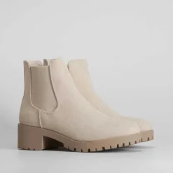 Clearance Botín chelsea basic track beige Mujer Botines Tacón|Botines Planos
