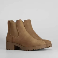 New Botín chelsea basic track marrón Mujer Botines Tacón|Botines Planos