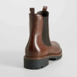 Clearance Botín chelsea track piel marrón Mujer Botines Planos