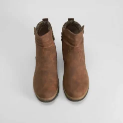 New Botín con cuña marrón Mujer Botines Planos