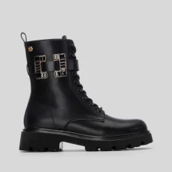 Clearance Botín cordón charol negro Mujer Botines Planos