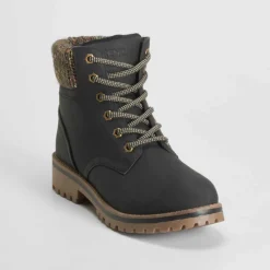 Best Botín cordón cuello lana negro Mujer Botines Planos