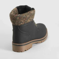 Best Botín cordón cuello lana negro Mujer Botines Planos