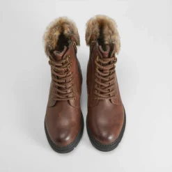 Botín cordón cuero Mujer Botines Planos