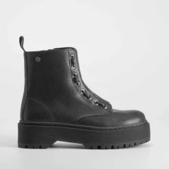 Sale Botín cremallera plataforma negro Mujer Botines Plataforma