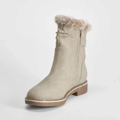 Hot Botín crepe hebillas beige Mujer Botines Planos